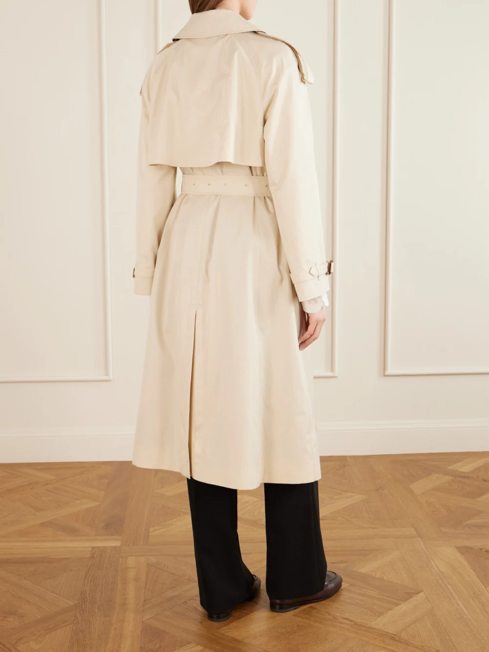 Back view of the Burberry Fitzrovia Belted Cotton-gabardine Trench Coat