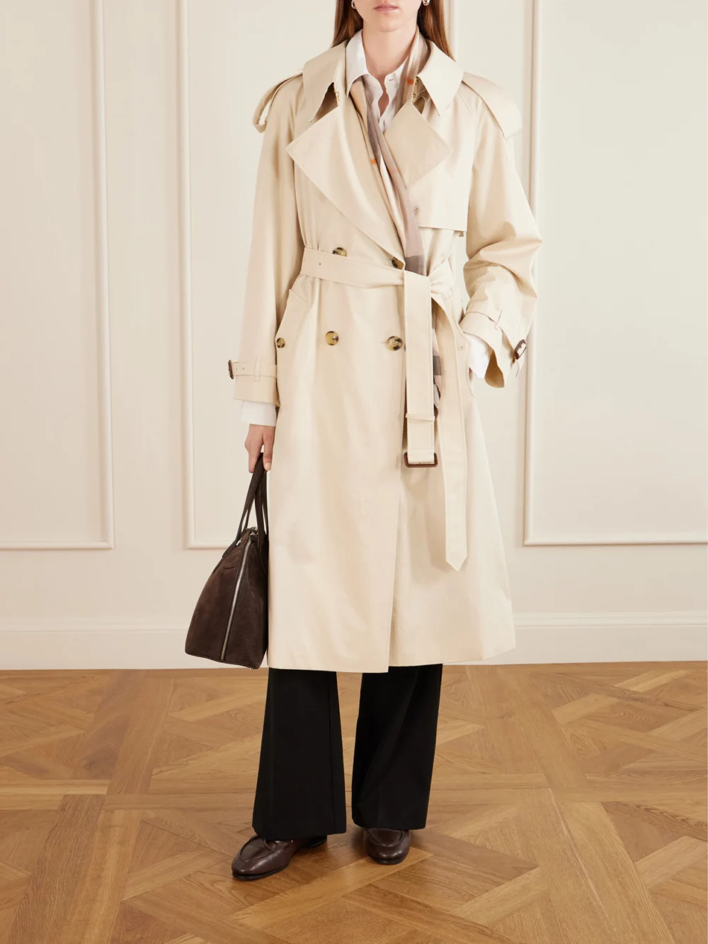 Burberry Fitzrovia Belted Cotton-gabardine Trench Coat, worn by a model