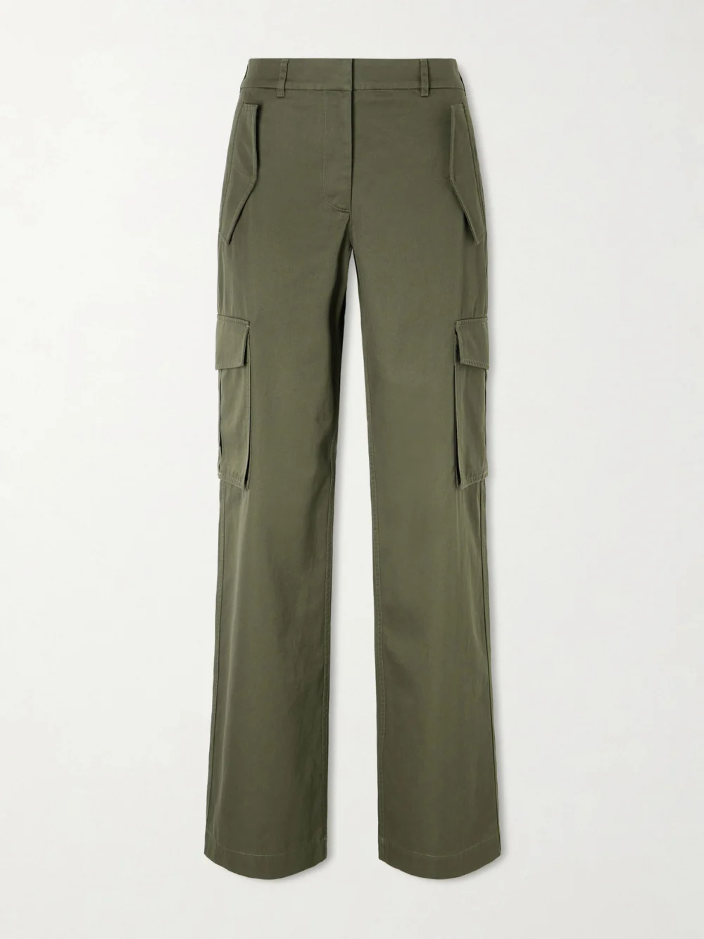 Burberry Freja Cotton-twill Straight-leg Pants in dark green