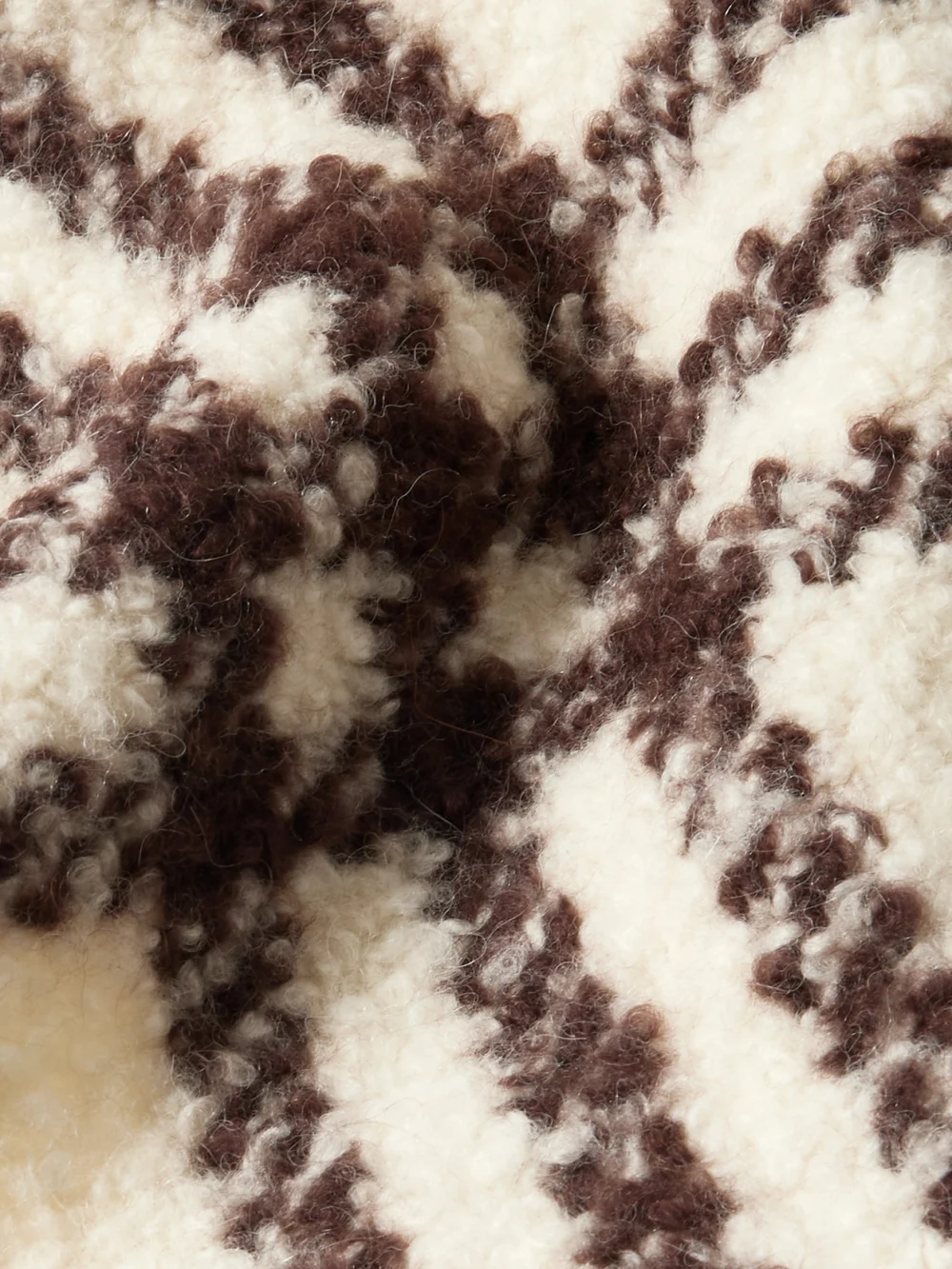 Close-up detail of the Burberry Fringed Checked Alpaca-blend Bouclé Scarf
