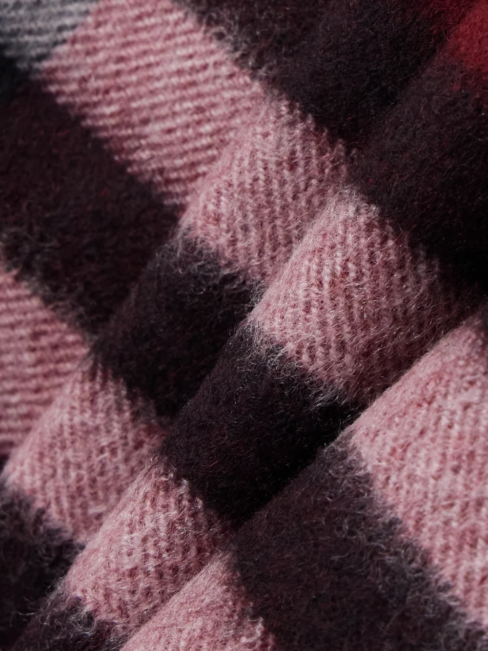 Close-up detail of the Burberry Fringed Checked Cashmere Scarf
