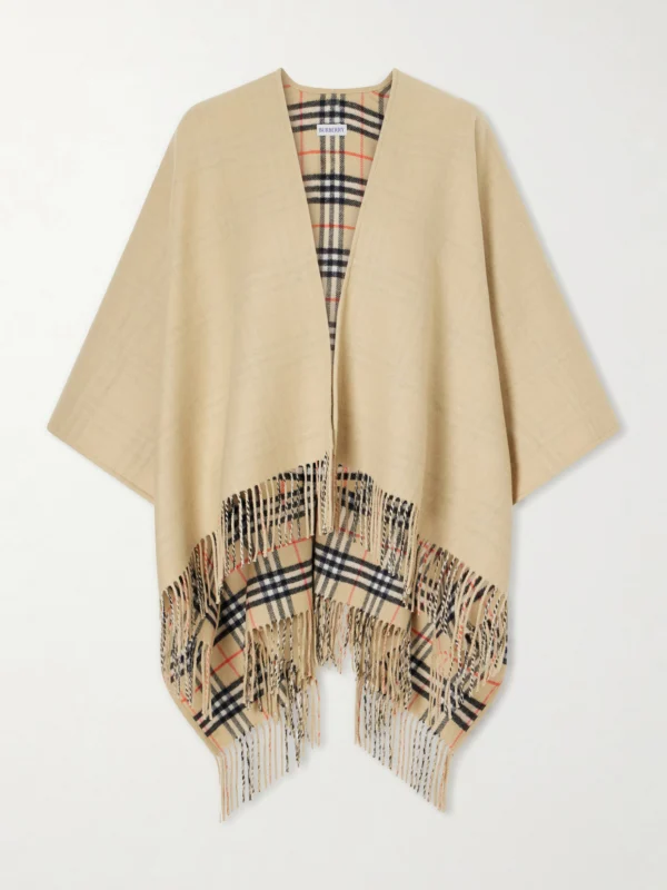 Burberry Fringed Wool Cape