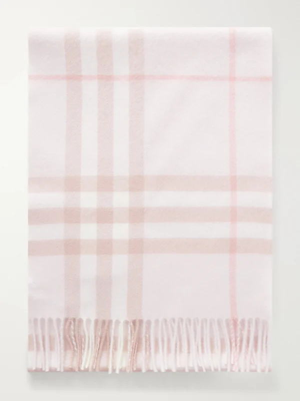 Burberry Giant Fringe-detail Checked Cashmere Scarf