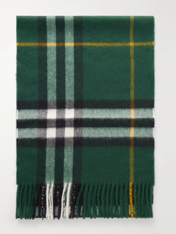 Burberry Giant Fringe-detail Checked Cashmere Scarf