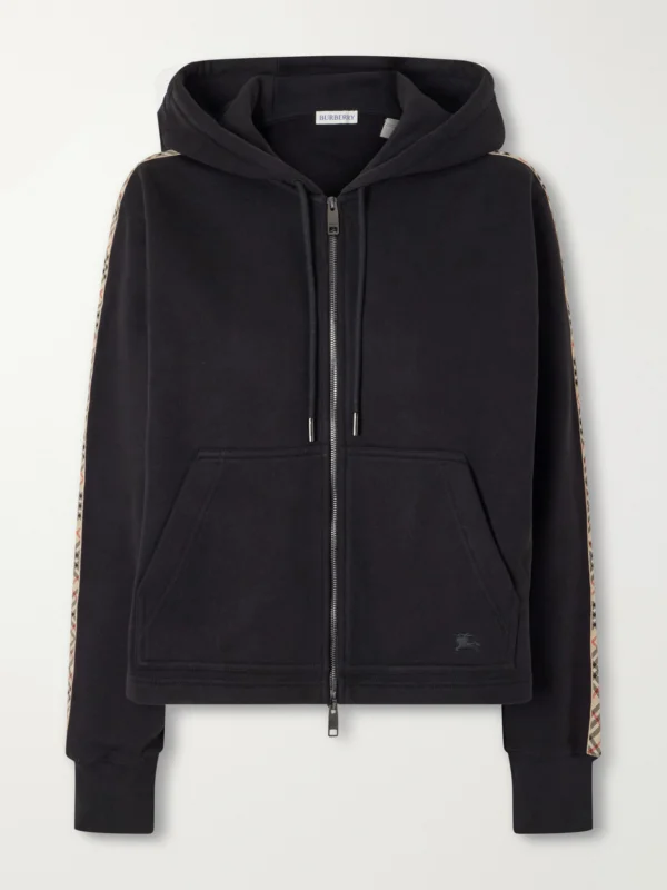 Burberry Harper Checked Cotton-jersey Zip-up Hoodie