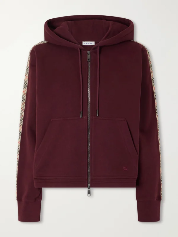 Burberry Harper Checked Cotton-jersey Zip-up Hoodie