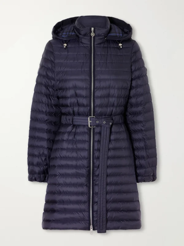 Burberry Hooded Belted Quilted Shell Coat