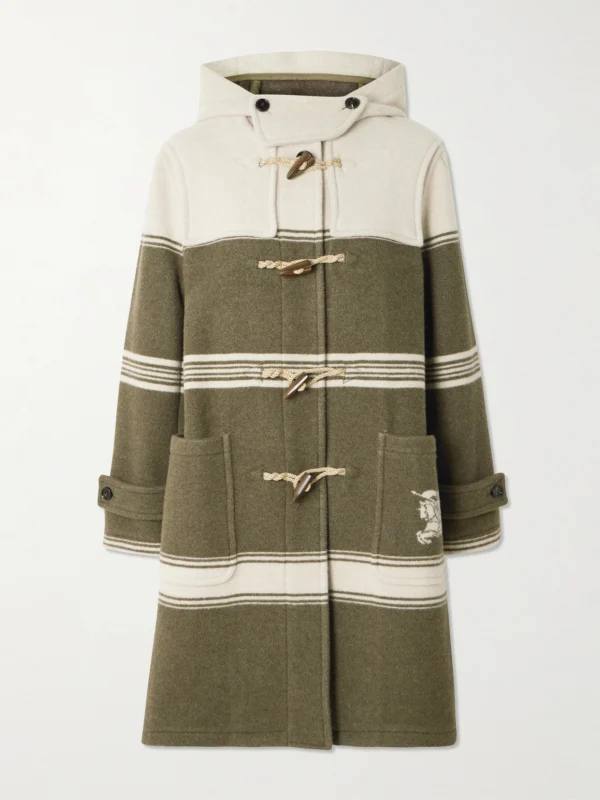 Burberry Hooded Striped Wool and Cotton-blend Coat