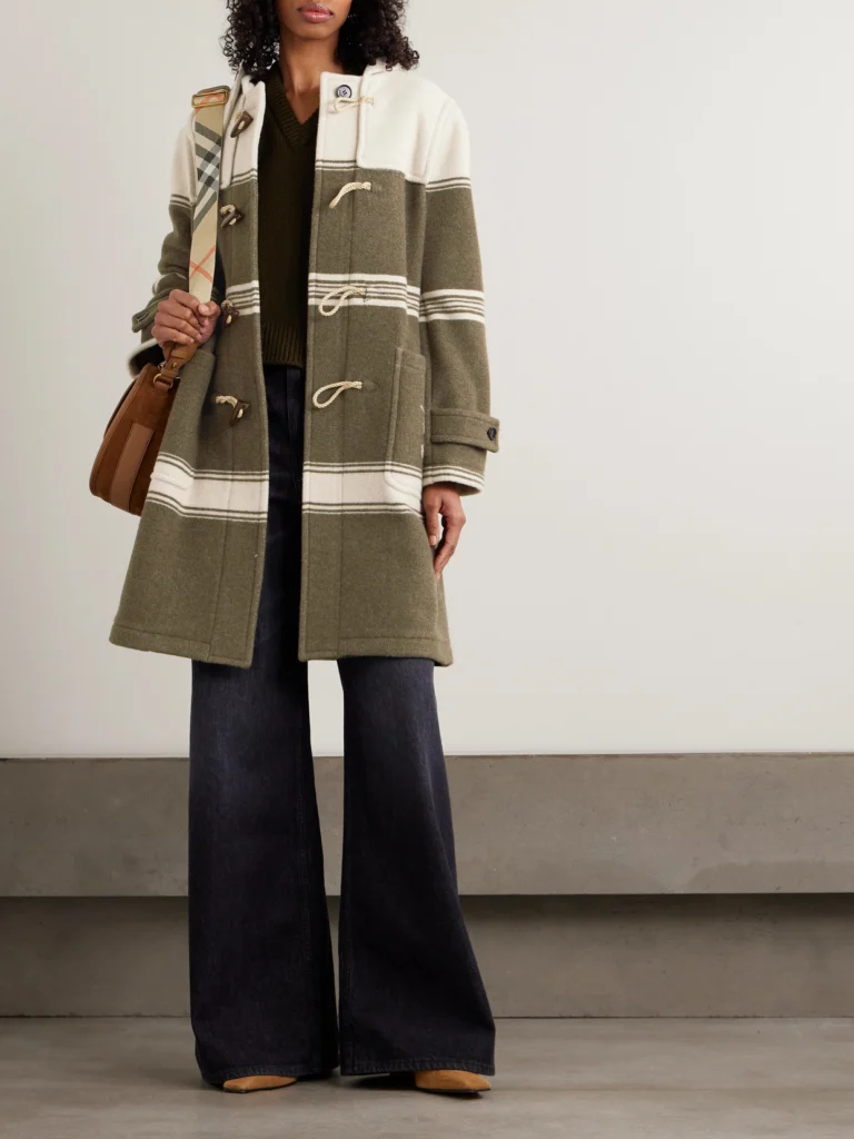 Burberry Hooded Striped Wool and Cotton-blend Coat