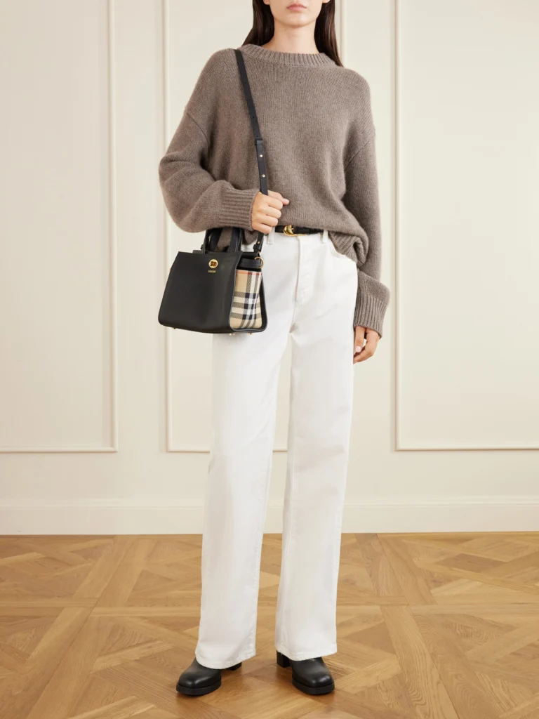 Burberry Huntley 70 Checked Canvas-trimmed Leather Ankle Boots