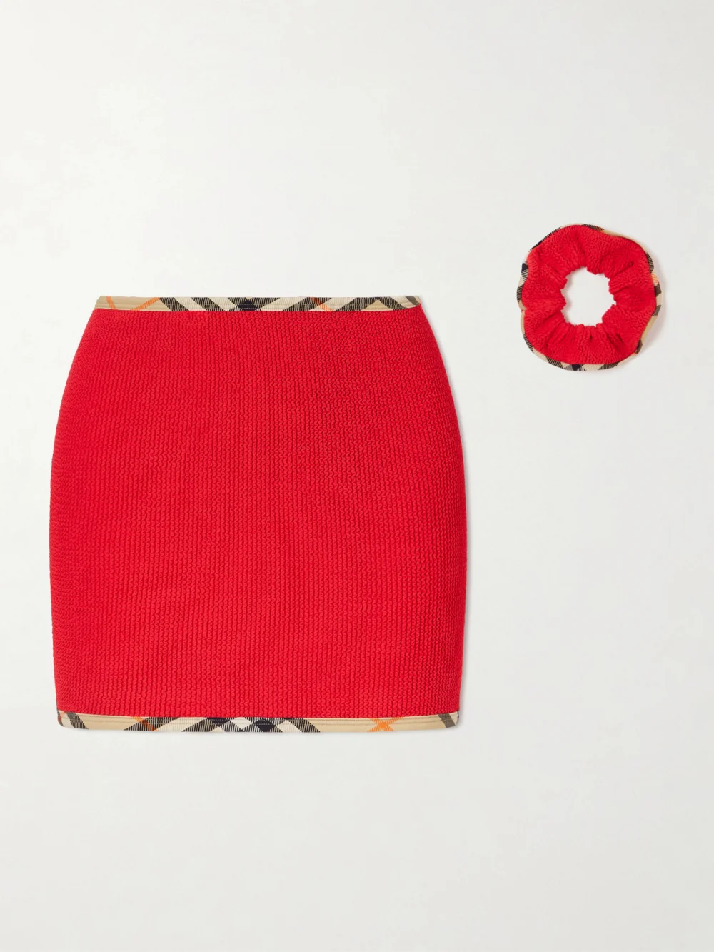 Burberry + Hunza G Devyn Checked Original Crinkle™ Coverup in red