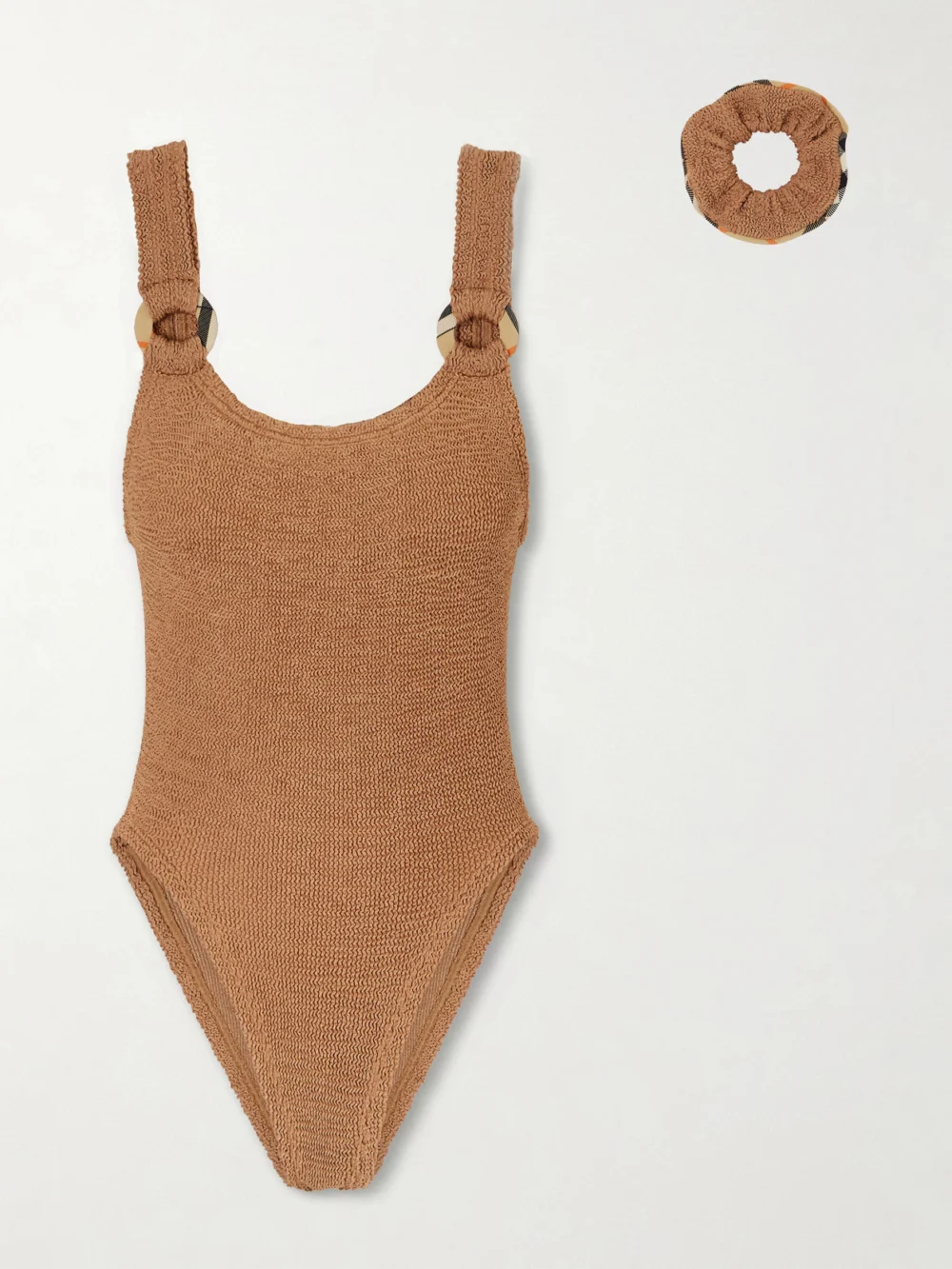 Burberry + Hunza G Domino Original Crinkle™ Swimsuit in brown