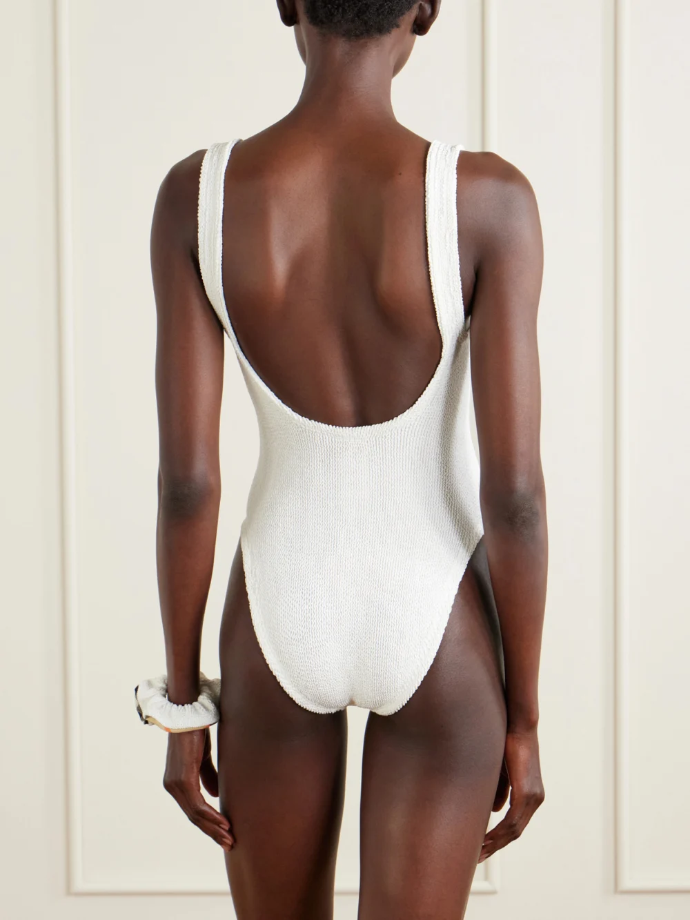 Back view of the Burberry + Hunza G Domino Original Crinkle™ Swimsuit