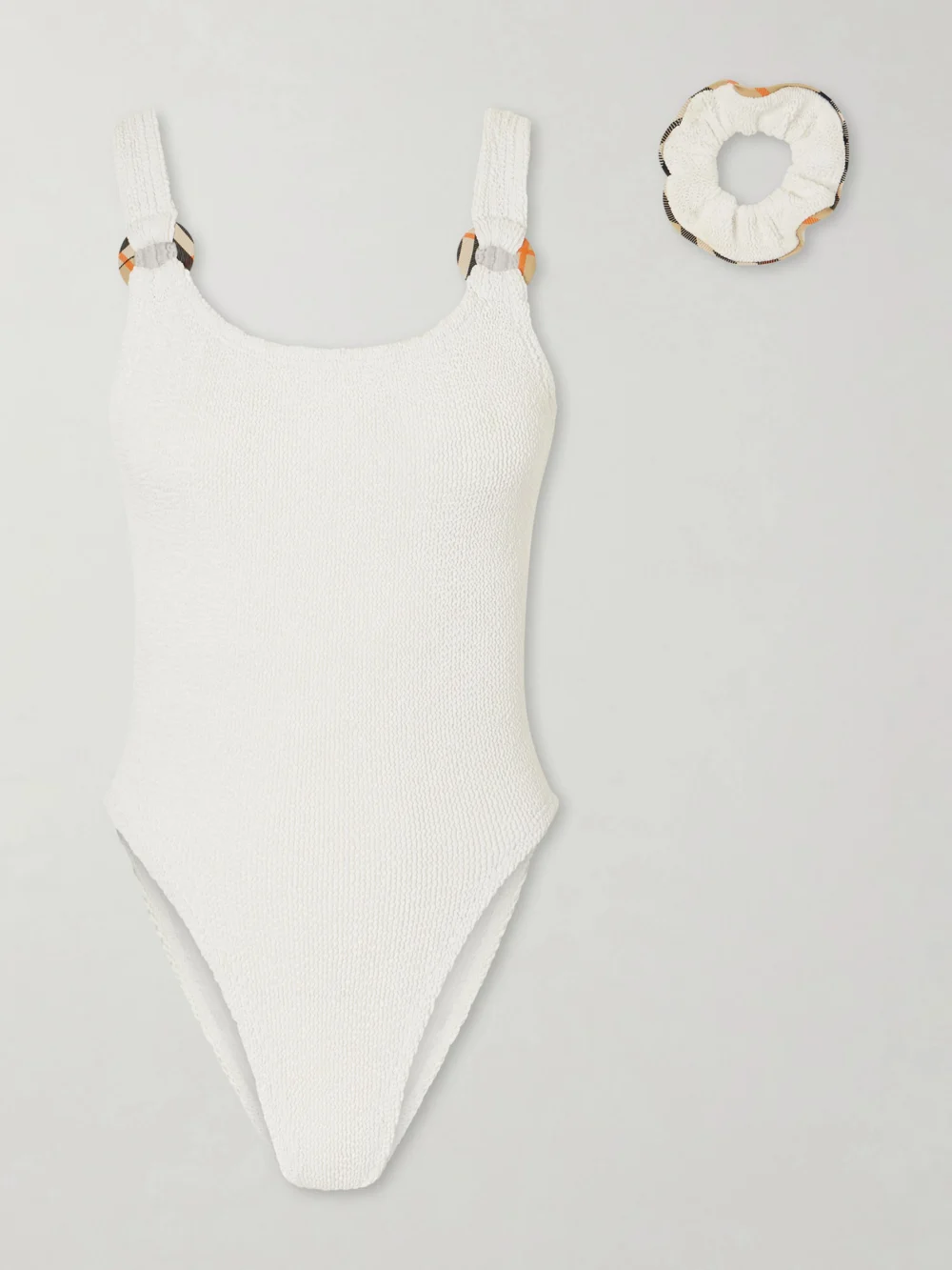 Burberry + Hunza G Domino Original Crinkle™ Swimsuit in white