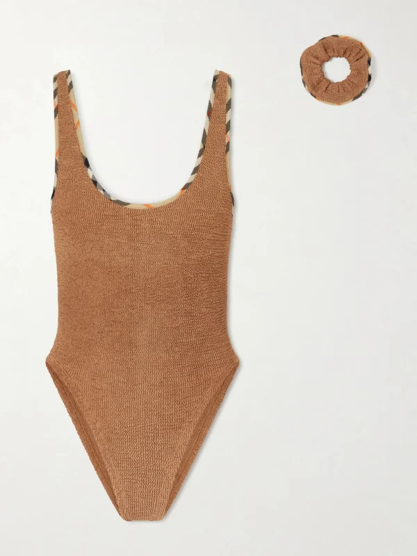 Burberry + Hunza G Faye Checked Original Crinkle™ Swimsuit