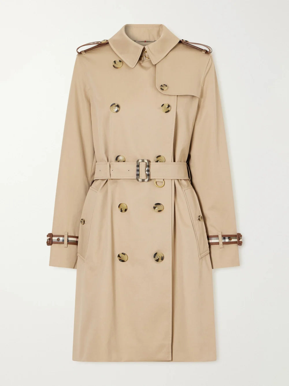 Burberry Kensington Belted Double-breasted Cotton-gabardine Trench Coat in beige