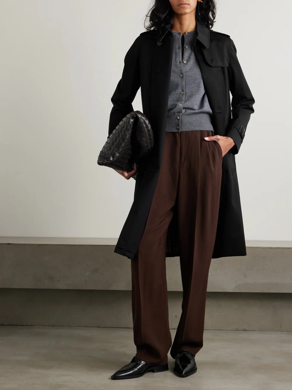 Burberry Kensington Long Organic Cotton-gabardine Trench Coat, worn by a model