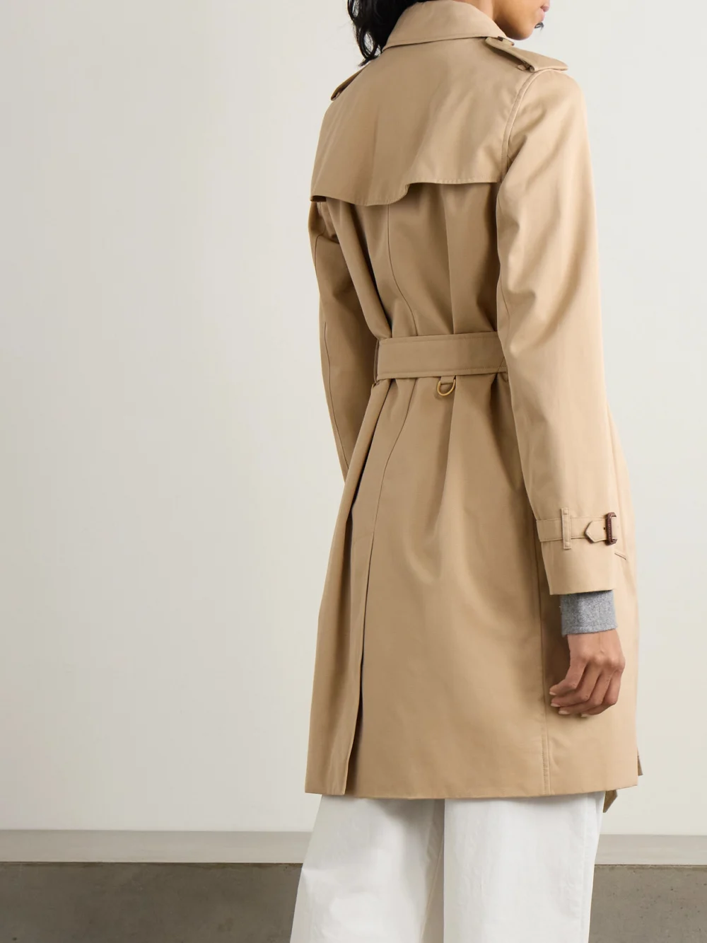 Back view of the Burberry Kensington Organic Cotton-gabardine Trench Coat