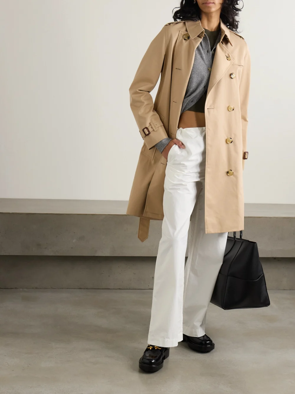 Burberry Kensington Organic Cotton-gabardine Trench Coat, worn by a model