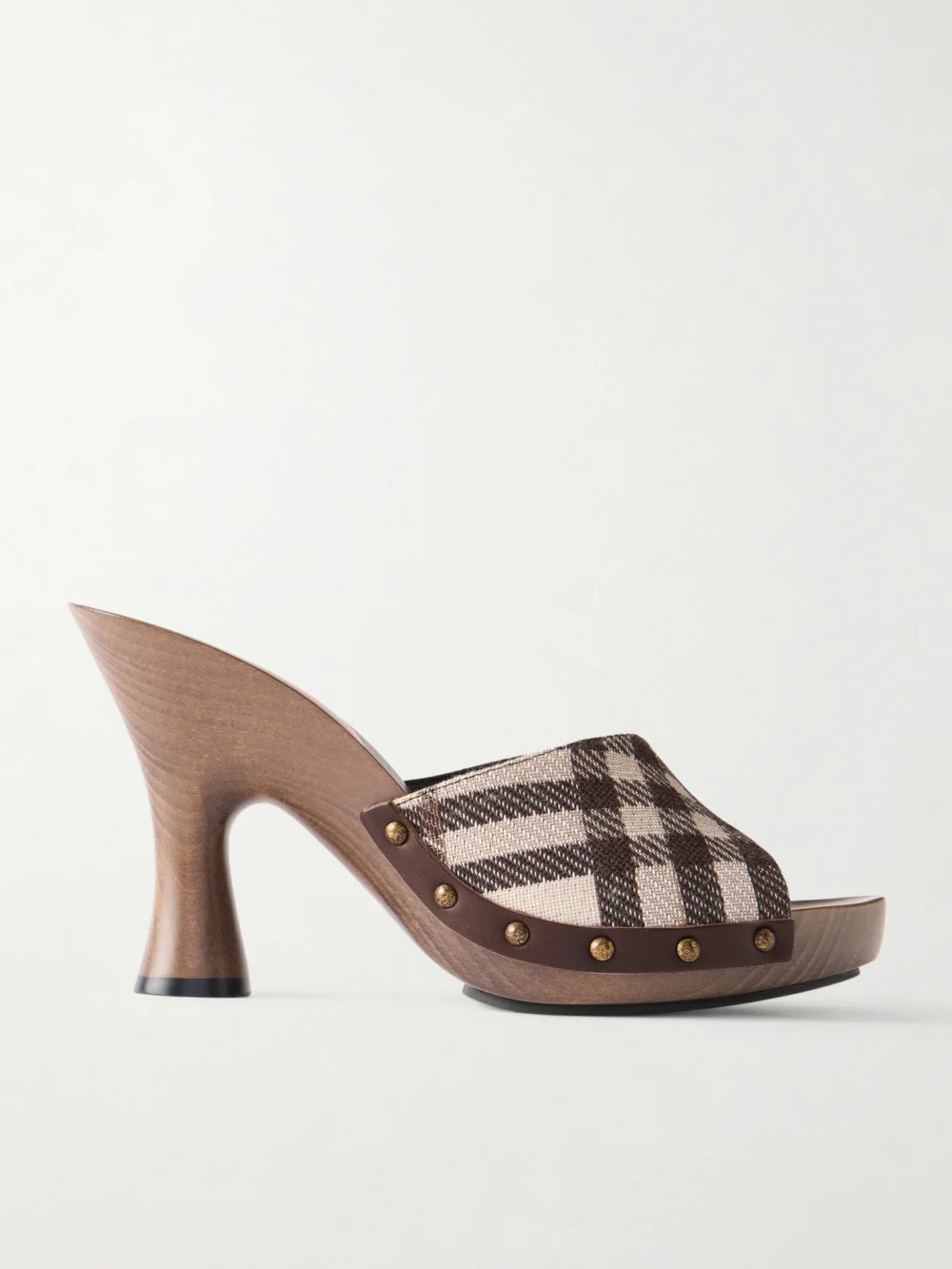 Burberry Le Potter Embellished Checked Woven Mules in beige