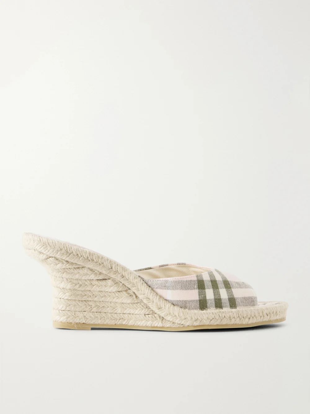 Burberry Lf Mews Check Espadrille Mules in baby pink