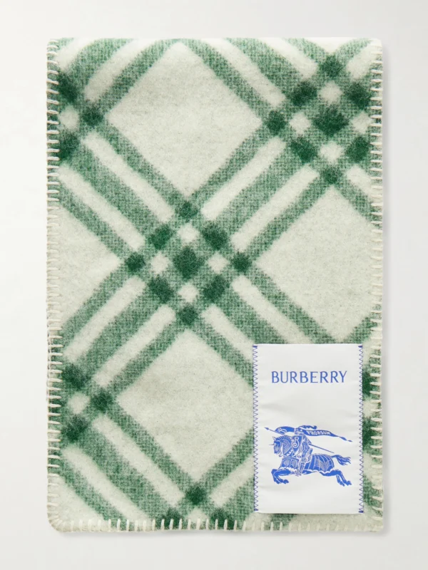 Burberry Logo-appliquéd Checked Wool Scarf