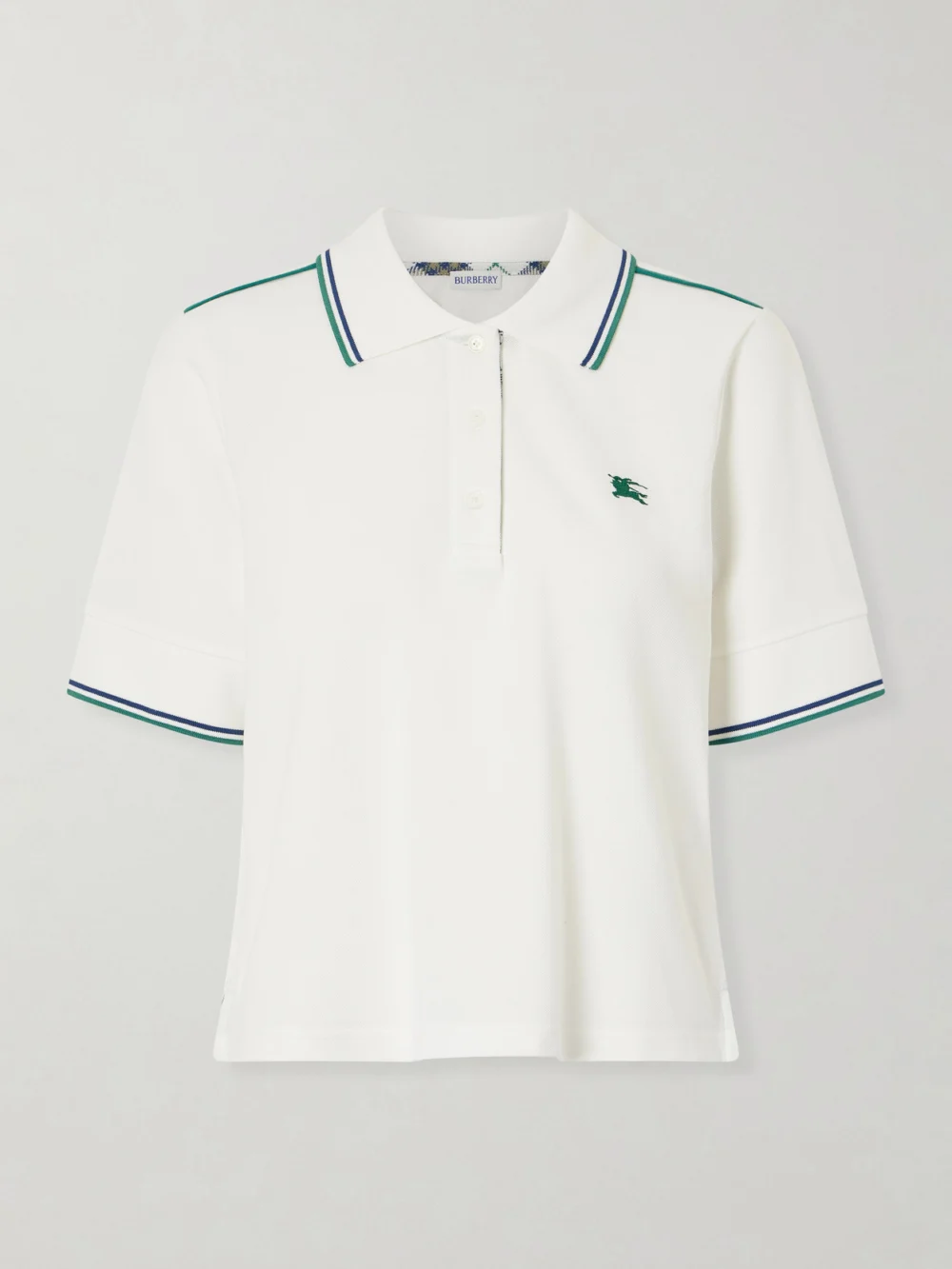 Burberry Logo-embroidered Cotton-blend Piqué Polo Shirt in white