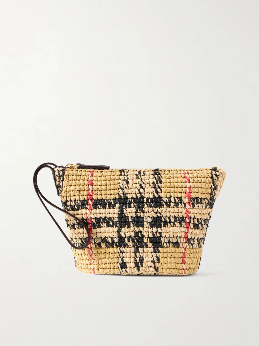 Burberry Margate Leather-trimmed Woven Raffia Clutch Bag in beige