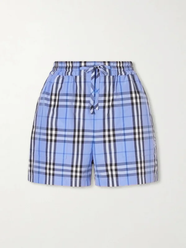 Burberry Plaid Drawstring Cotton Shorts