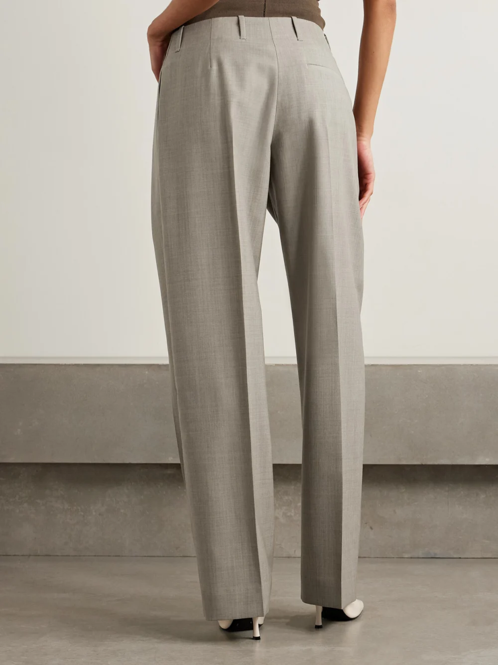 Back view of the Burberry Pleated Wool Tapered Pants