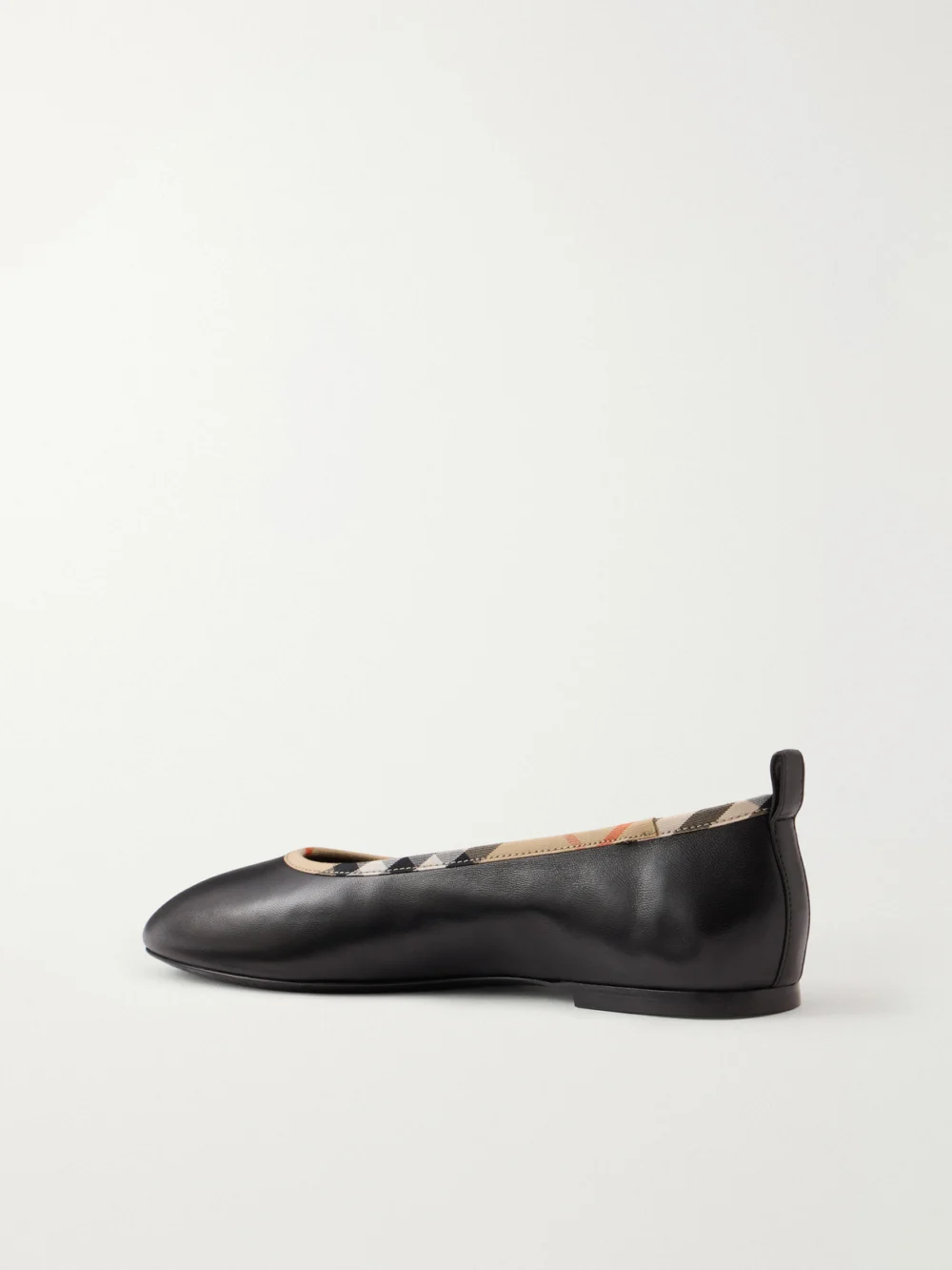 Back view of the Burberry Robin Check Trim Leather Ballet Flats