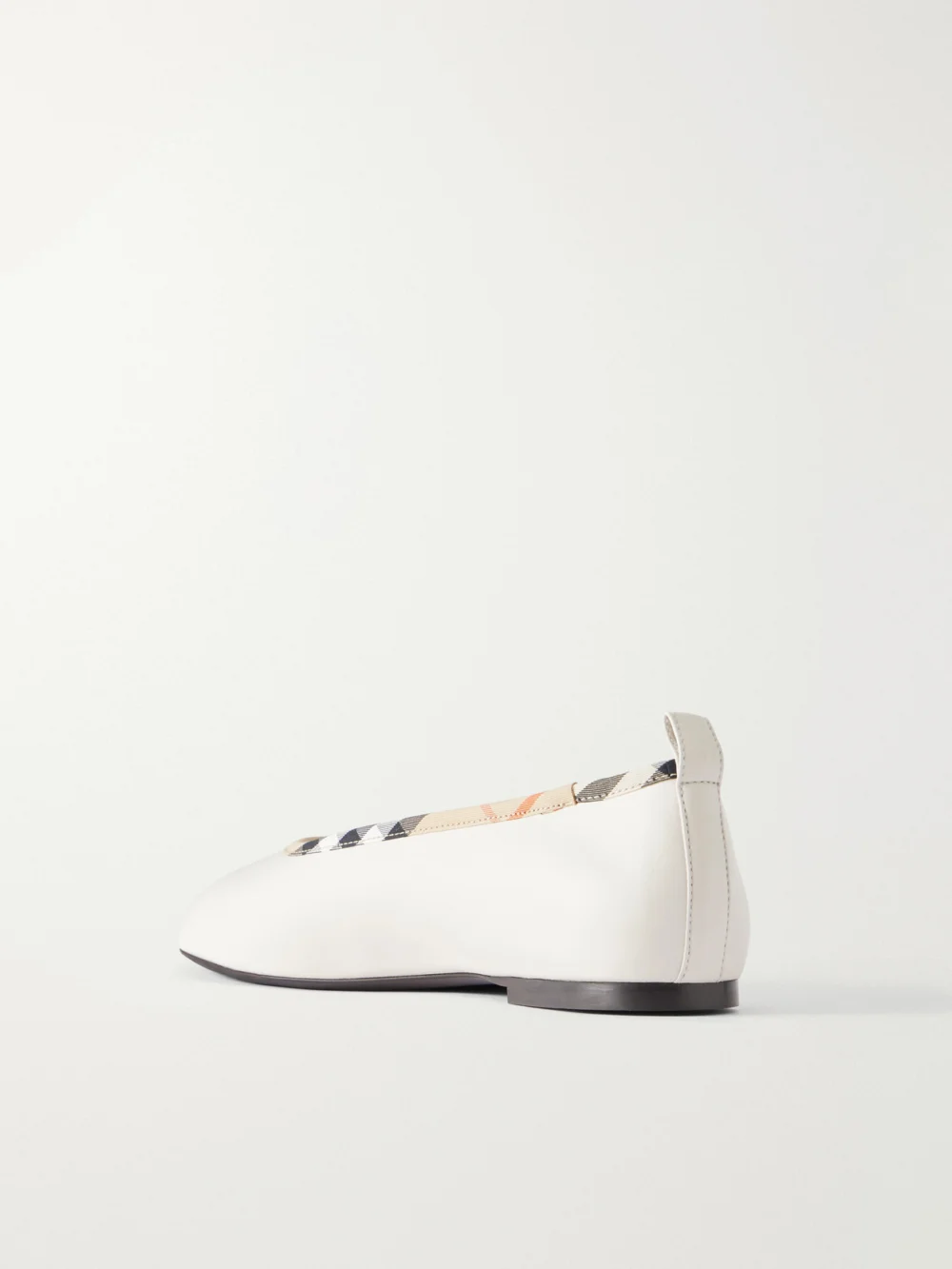 Back view of the Burberry Robin Check Trim Leather Ballet Flats