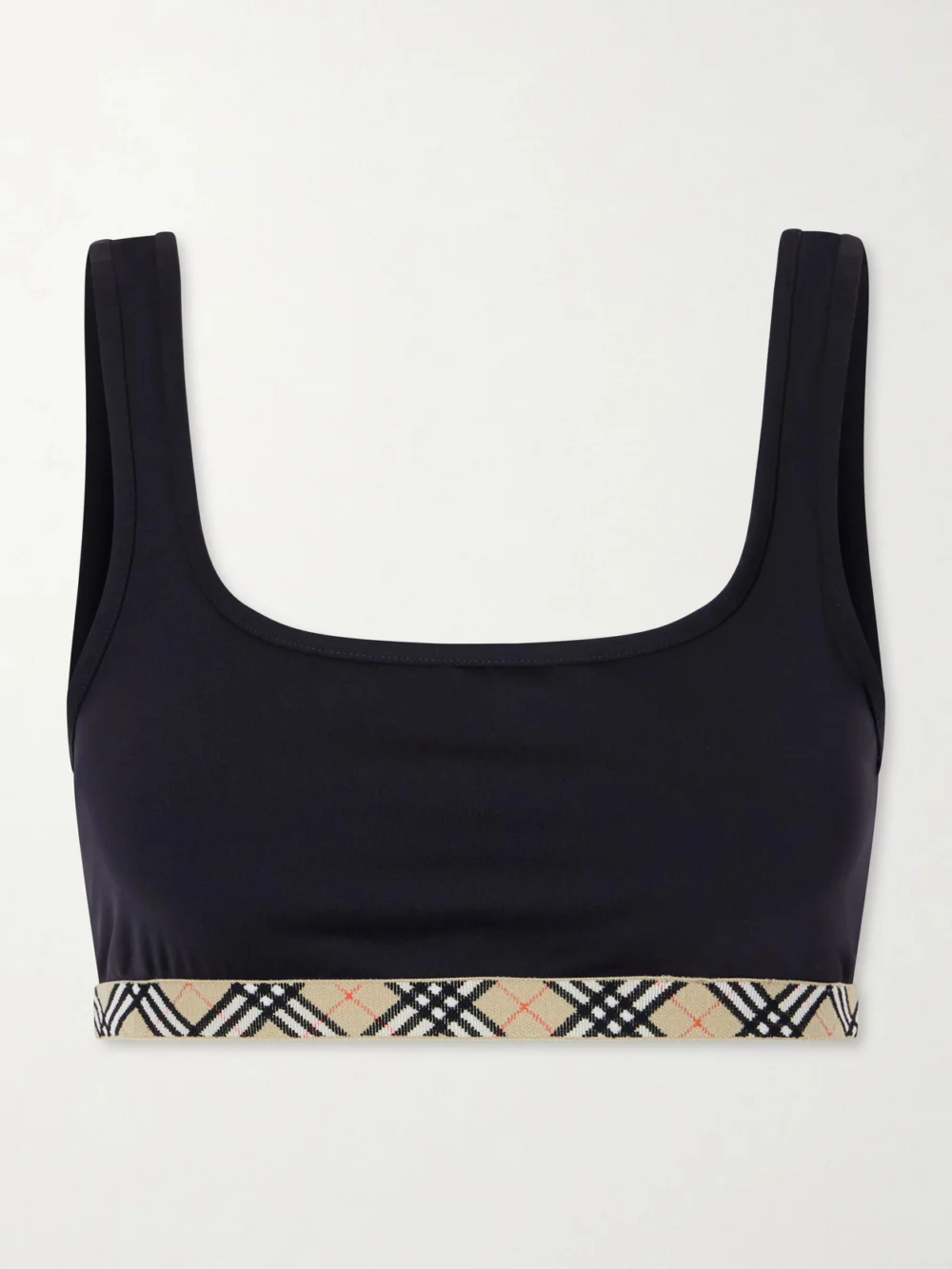 Burberry Samphire Checked Bikini Top in black