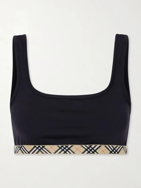 Burberry Samphire Checked Bikini Top