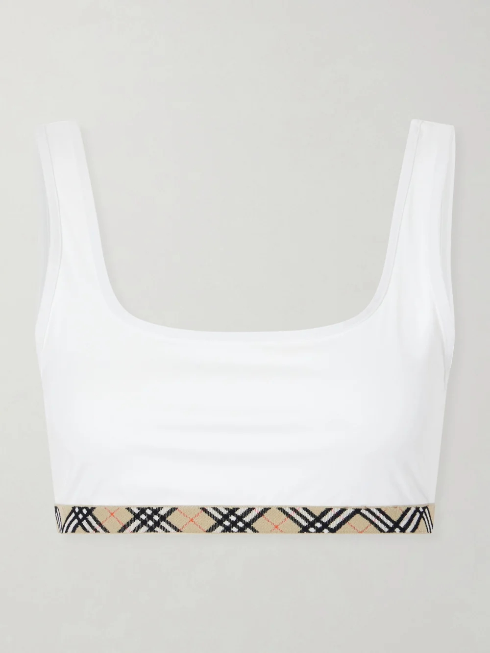 Burberry Samphire Checked Bikini Top in white