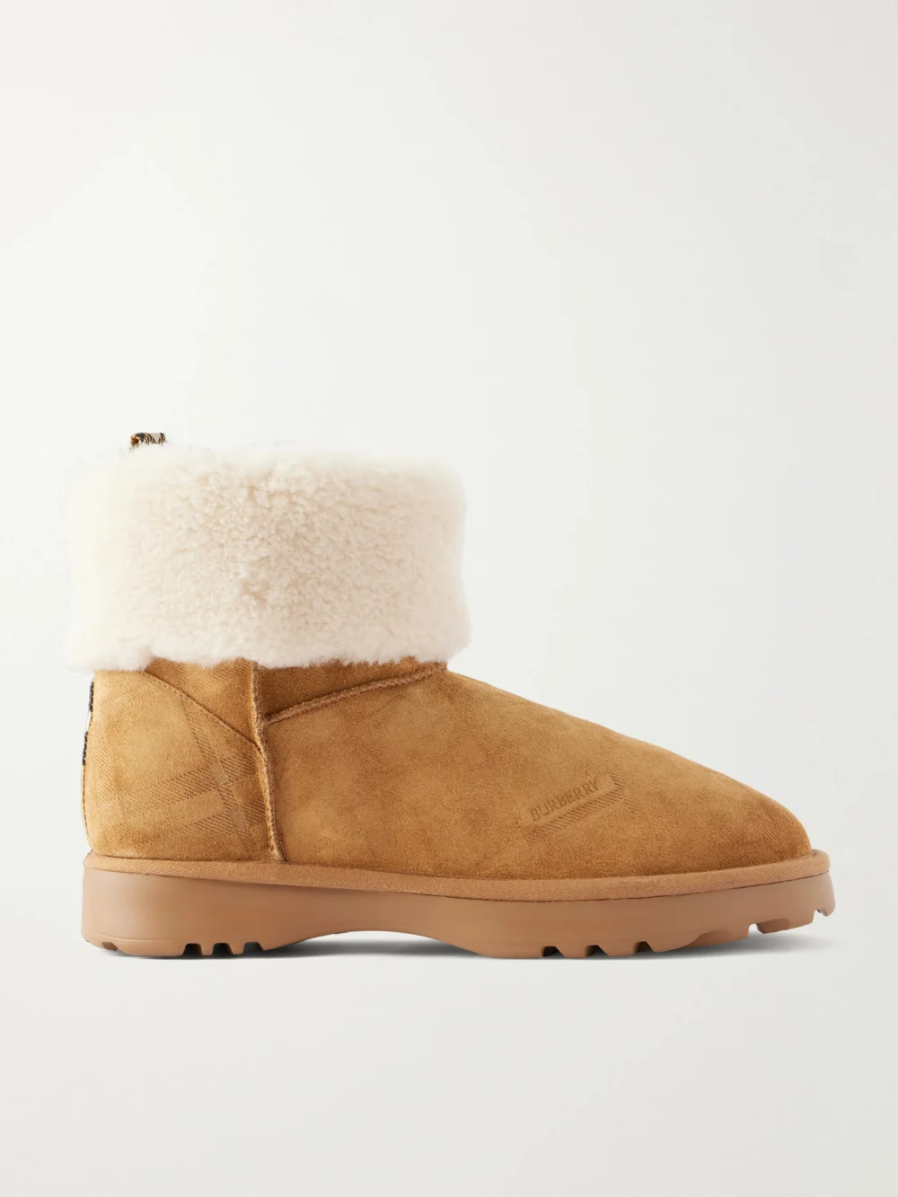 Burberry Shearling-trimmed Suede Ankle Boots in tan