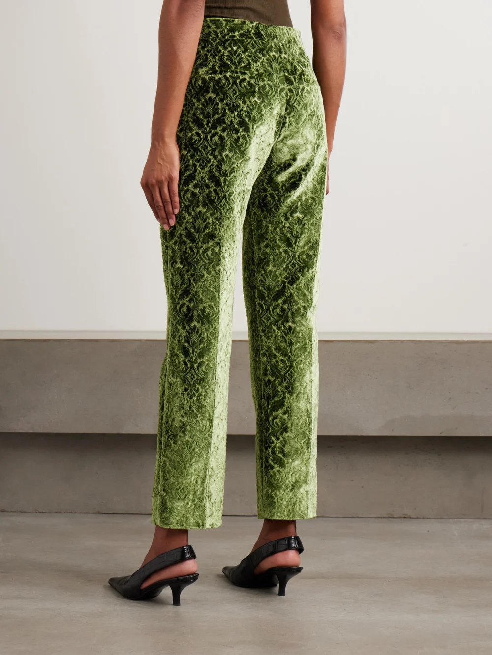 Back view of the Burberry Velvet-jacquard Straight-leg Pants