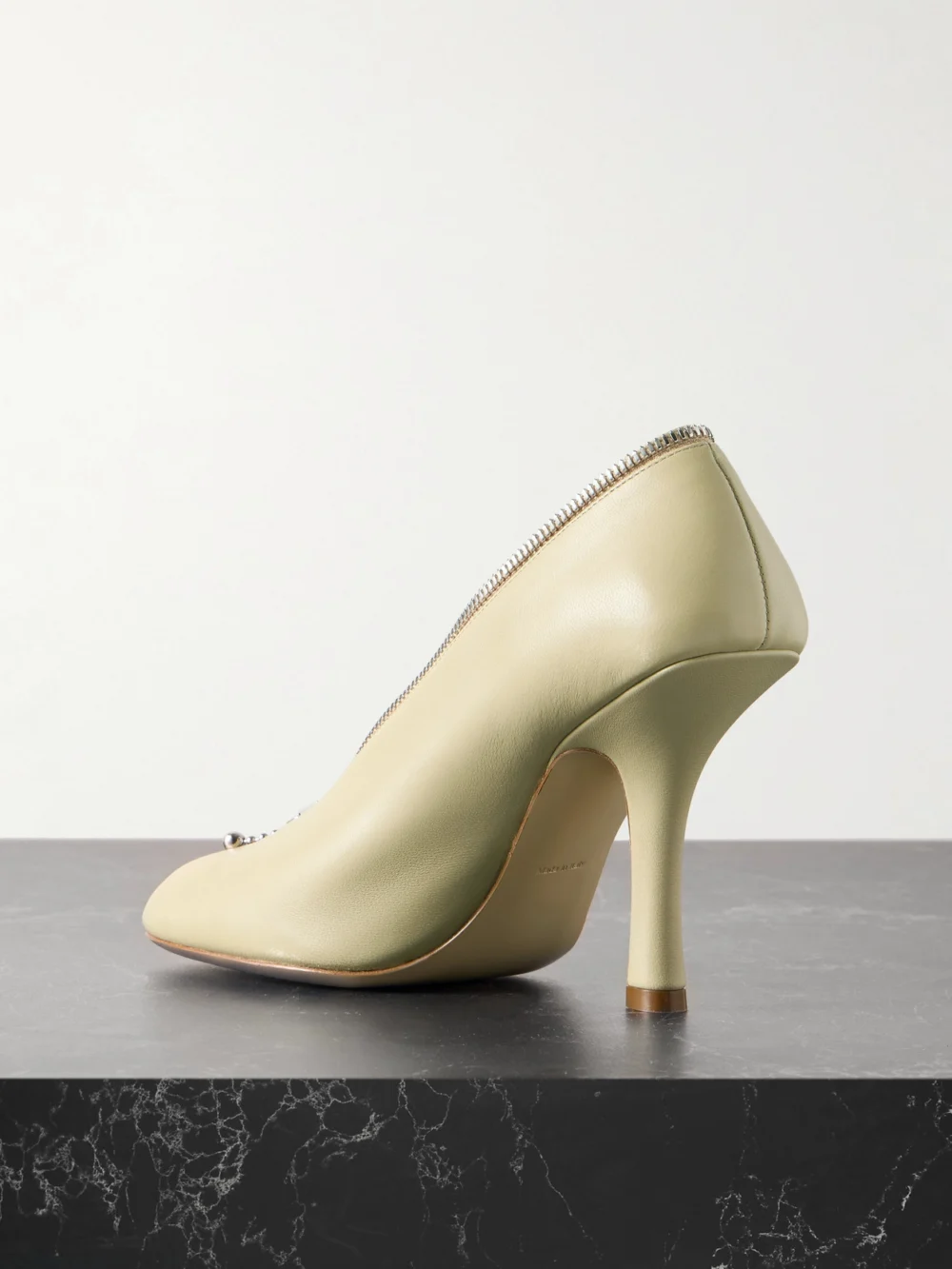 Back view of the Burberry Zip-embellished Leather Pumps