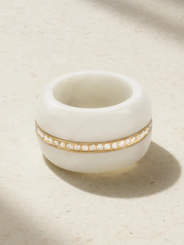 By Pariah 14-karat Recycled Gold, Marble and Diamond Ring