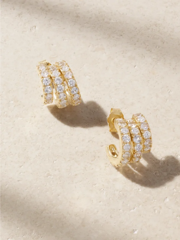 By Pariah Classic 14-karat Recycled Gold, Sapphire and Diamond Hoop Earrings