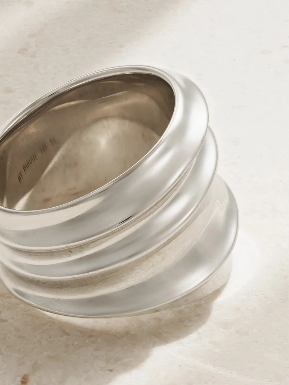 Close-up detail of the By Pariah Flux Recycled Sterling Silver Ring