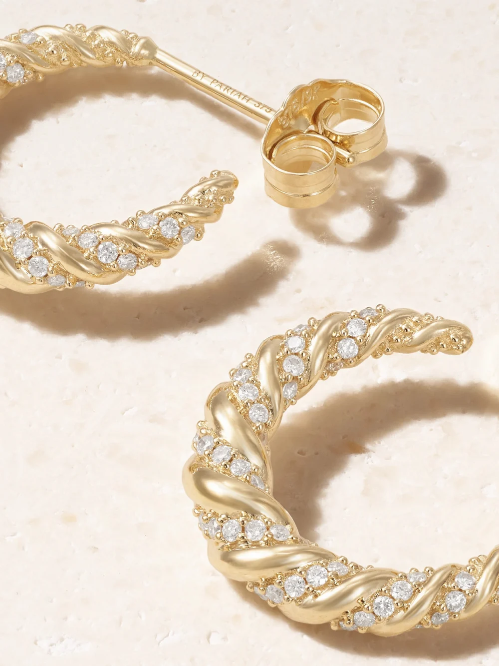 Back view of the By Pariah Gold Linings 9-karat Recycled Gold Diamond Hoop Earrings