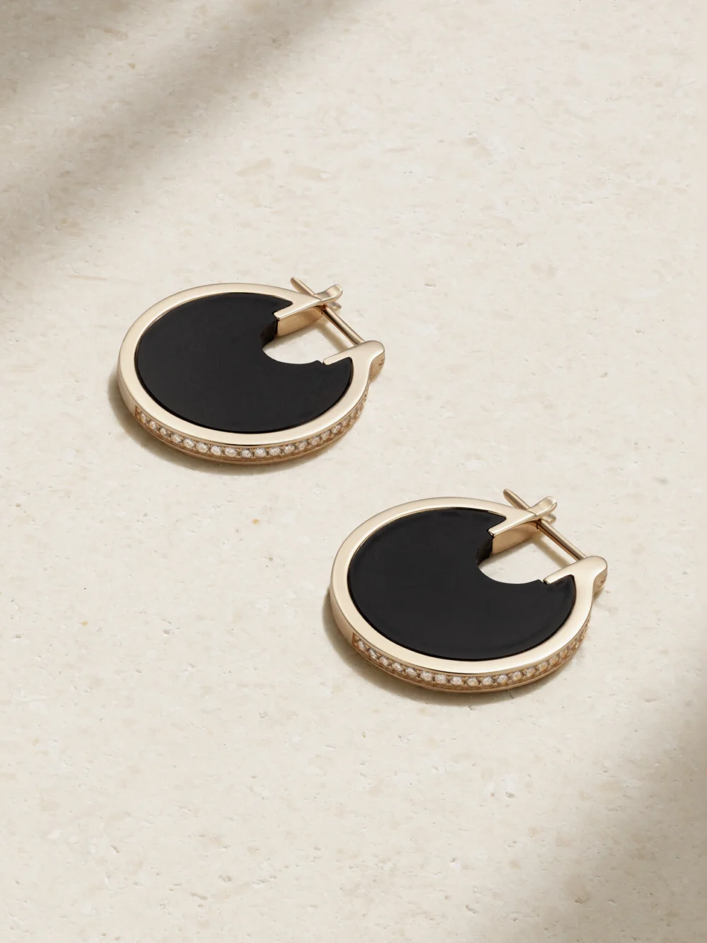 By Pariah Lenticular 14-karat Recycled Gold, Onyx and Laboratory-grown Diamond Earrings in black