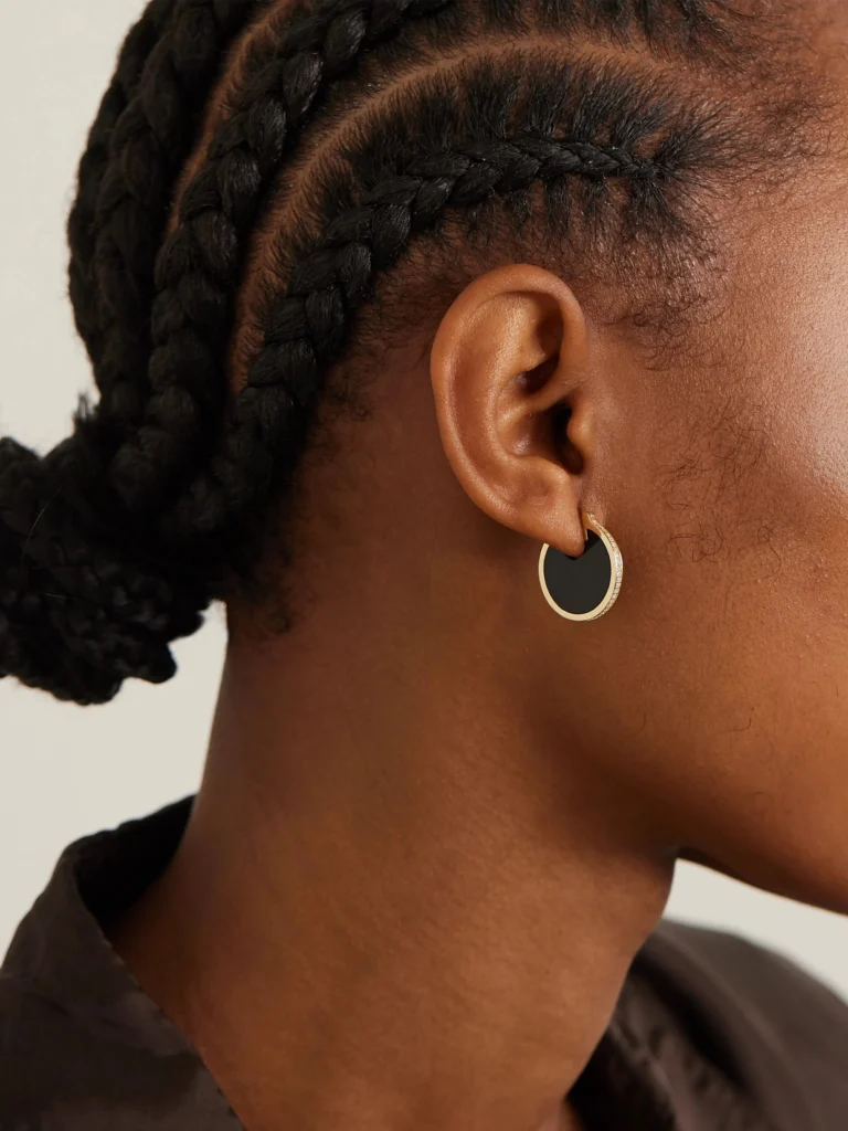 By Pariah Lenticular 14-karat Recycled Gold, Onyx and Laboratory-grown Diamond Earrings