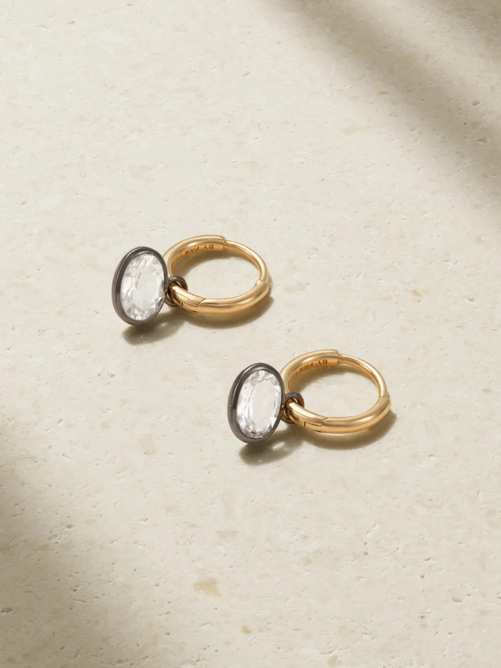 By Pariah Orbit 14-karat Recycled Gold, Rhodium and Topaz Hoop Earrings
