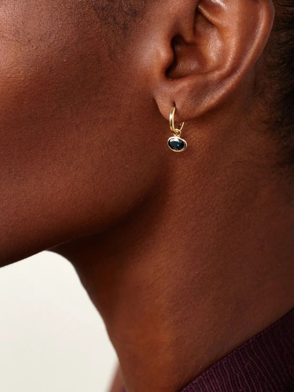 By Pariah Orbit 14-karat Recycled Gold Sapphire Hoop Earrings, styled view
