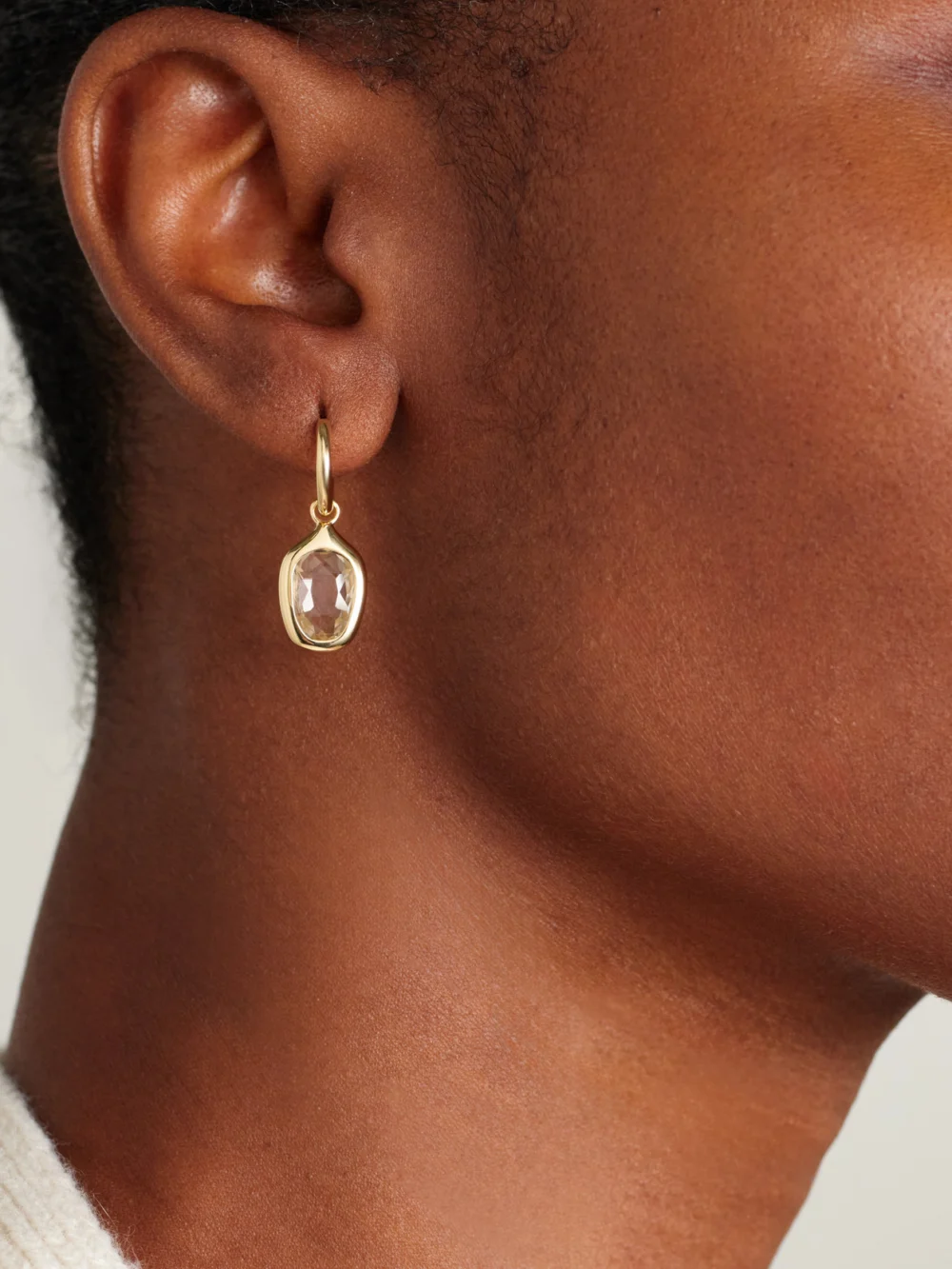 By Pariah Orbit Prism 14-karat Recycled Gold Topaz Hoop Earrings, styled view