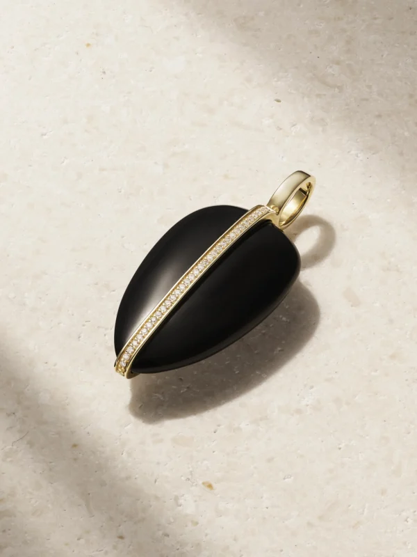 By Pariah Pebble 14-karat Recycled Gold, Onyx and Diamond Pendant