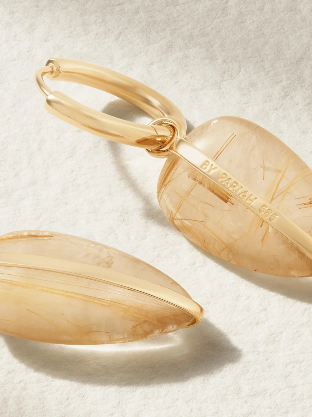 Back view of the By Pariah Pebble 14-karat Recycled Gold Quartz Hoop Earrings