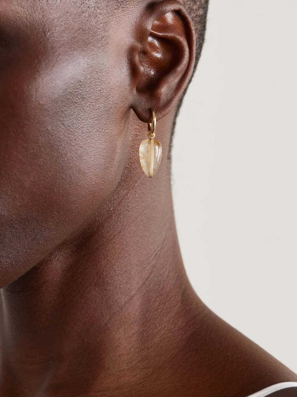 By Pariah Pebble 14-karat Recycled Gold Quartz Hoop Earrings, styled view
